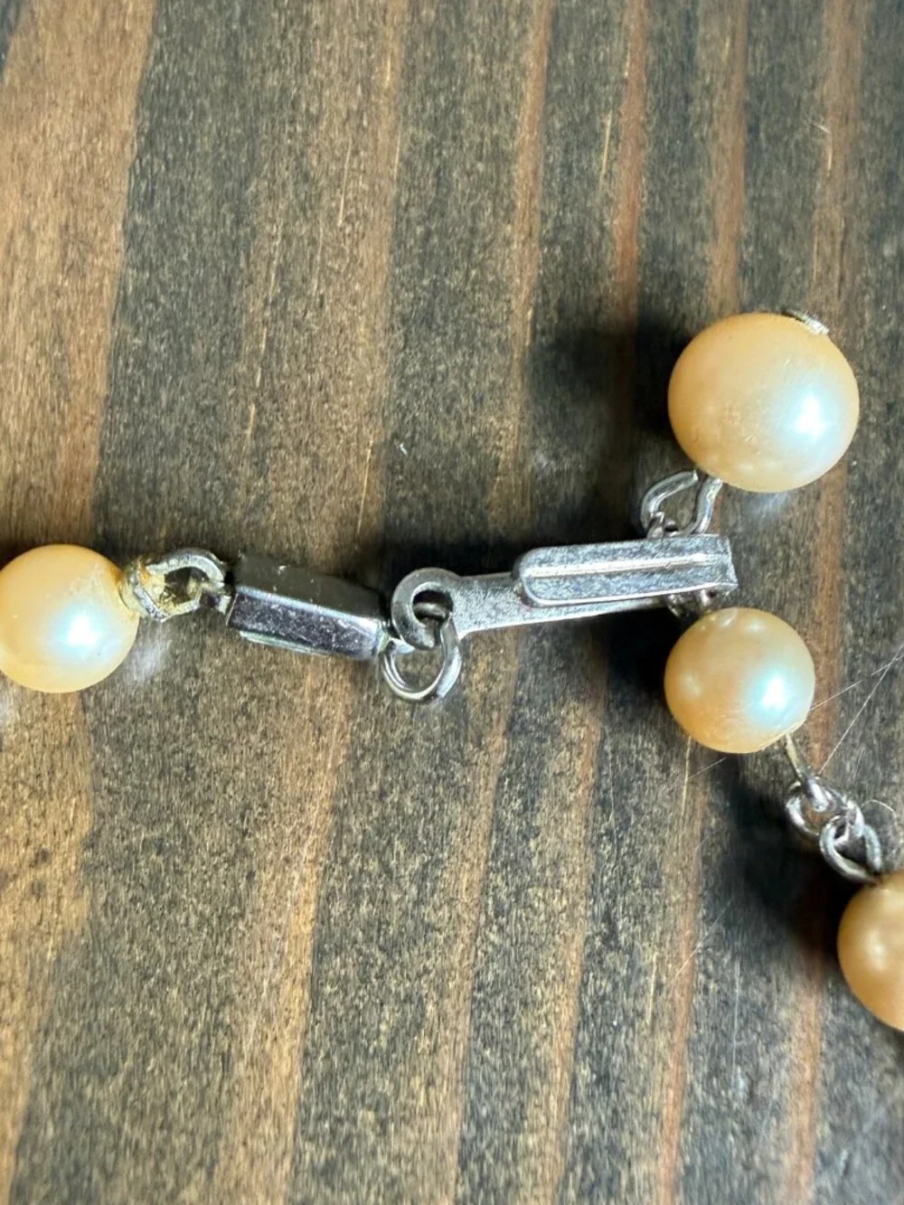 Vintage 1960s Trifari signed Faux pearl necklace Adjustable choker